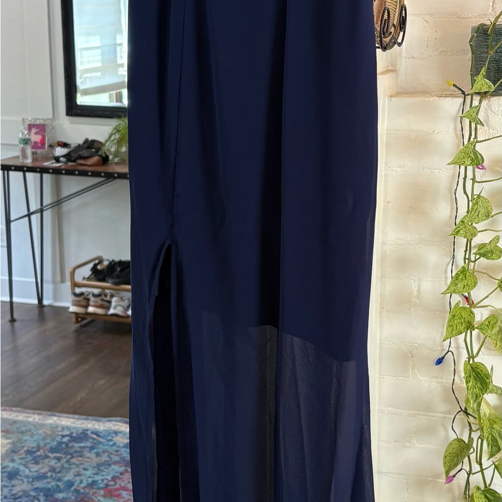 Elegant Navy blue strapless dress